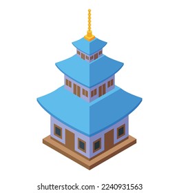 Pagoda structure icon isometric vector. Chinese building. City temple
