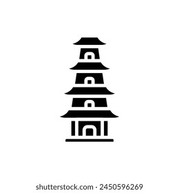 Pagoda Temple Filled Icon Vector Illustration