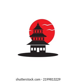 pagoda temple icon logo vector design template