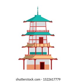 pagoda temple icon over white background, vector illustration