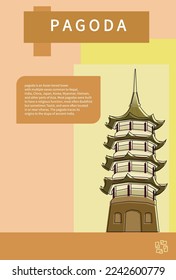 pagoda temple poster design image template banner icon