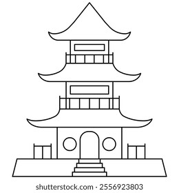 Pagoda thin outline icon vector illustration