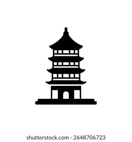 Pagoda with Thin Tier Lines Traditional Architecture Design