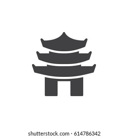 Pagoda tiered tower icon vector, filled flat sign, solid pictogram isolated on white. Symbol, logo illustration. Pixel perfect