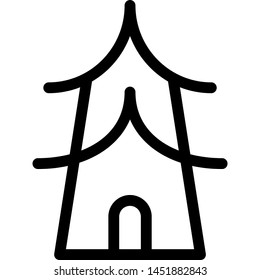 Pagoda a tiered tower with multiple eaves, built in traditions originating from China