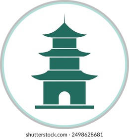 Pagoda trendy icon classic abstract beautiful vector illustration colorful artwork design