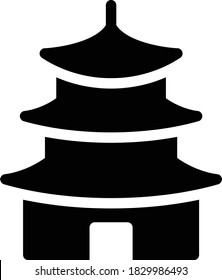 icono plano de glifo vector pagoda 