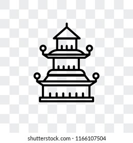 Pagoda vector icon isolated on transparent background, Pagoda logo concept