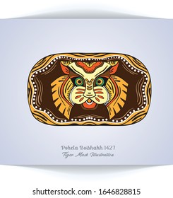 Pahela Baishakh is the first day of Bengali Calendar "Bengali New Year" Dhaka, Bangladesh. Illustration of Tiger Mask 2 , the Bengali words says, "Pahela Baishakh" (1427) Tuesday ,