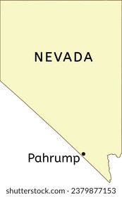 Pahrump town location on Nevada state map