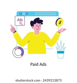 Paid Ads flat style design vector stock illustrations.