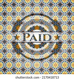 Paid arabesque emblem background. arabic decoration. 