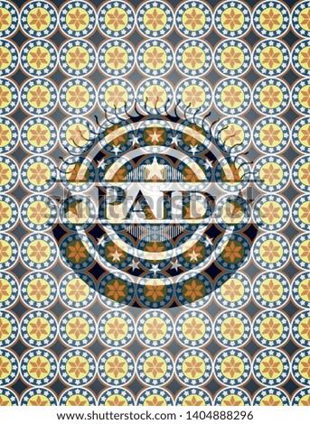 Paid arabic emblem background. Arabesque decoration.