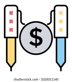 Paid article, digital marketing colored line icon