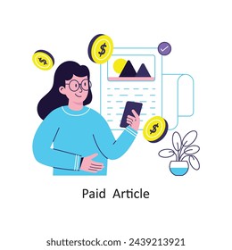 Paid  Article flat style design vector stock illustrations.