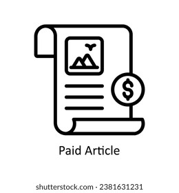 Paid Article vector outline Design illustration. Symbol on White background EPS 10 File 