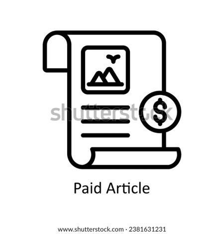 Paid Article vector outline Design illustration. Symbol on White background EPS 10 File 