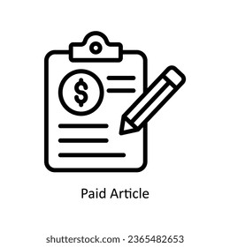 Paid Article vector  outline icon illustration. EPS 10 File.