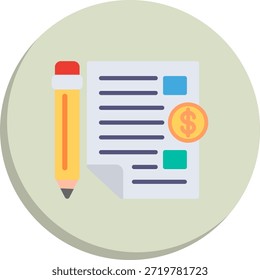 Paid Articles Flat Circle Style Icon