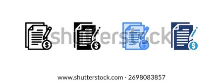 Paid Articles icon set multiple style collection. Vector illustration.