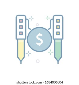 Paid Articles Vector illustration. Internet and Digital Marketing Outline Filled icon.