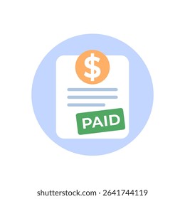 paid bill icon in flat style