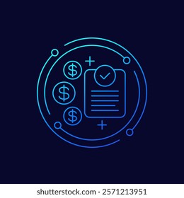 paid bill or invoice icon, linear design