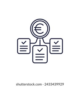 paid bills line icon with euro