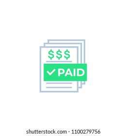 paid bills, payments vector icon