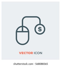 paid click line vector icon