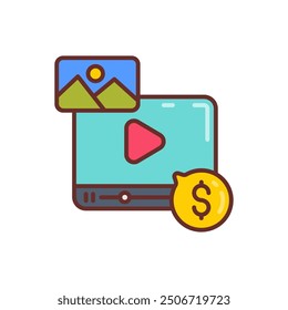 Paid Content Filled Icons , Vector illustration