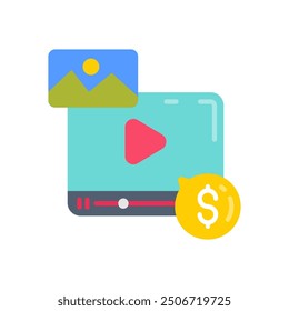 Paid Content Flat Icons, Vector illustration
