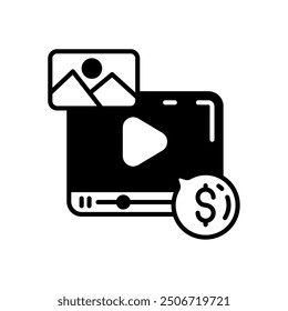 Paid Content Glyph Icon, Vector illustration