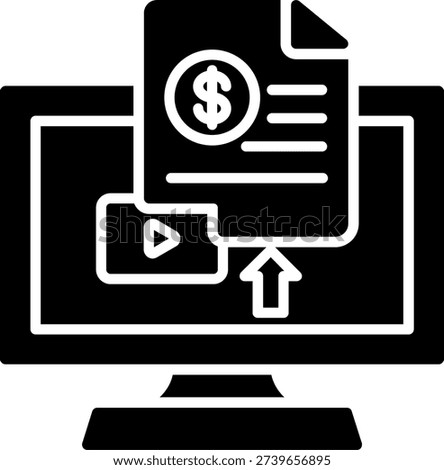 Paid Content Glyph Vector Icon Design