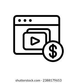 Paid Content icon with online video and dollar