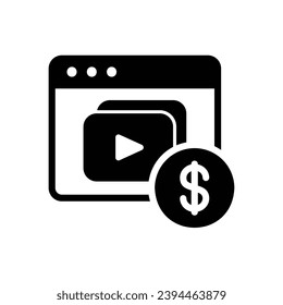 Paid Content icon with online video and dollar