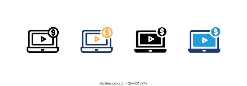 O ícone Conteúdo Pago define uma coleção de vários estilos. Ilustração vetorial.