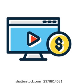 Paid Content Vector Thick Line Filled Dark Colors For Personal And Commercial Use.
