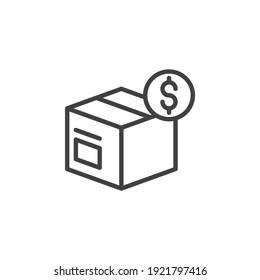 Paid delivery service line icon. linear style sign for mobile concept and web design. Parcel box and money outline vector icon. Symbol, logo illustration. Vector graphics