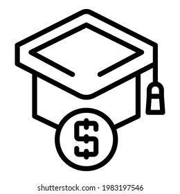 Paid education icon. Outline Paid education vector icon for web design isolated on white background