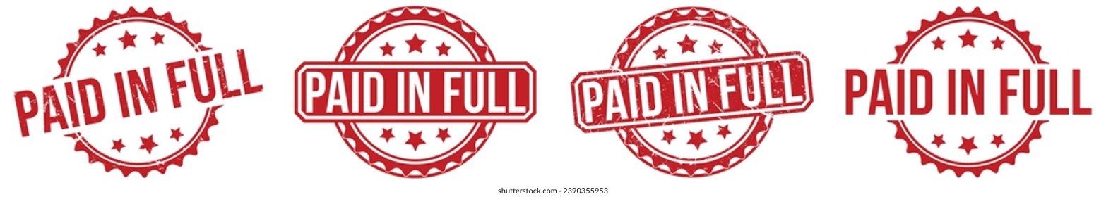 paid in full Red Rubber Stamp vector design.