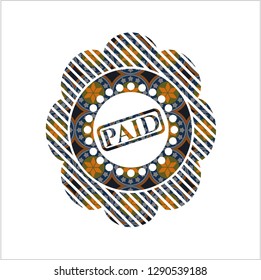 paid icon inside arabesque badge. arabic decoration.