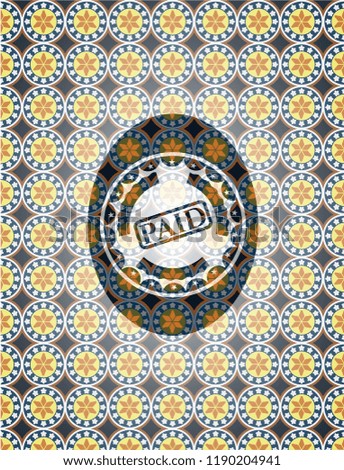 paid icon inside arabesque badge. arabic decoration.