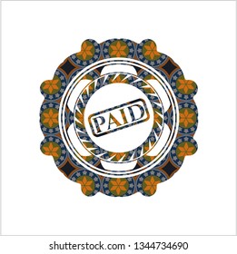 paid icon inside arabic emblem. Arabesque decoration.