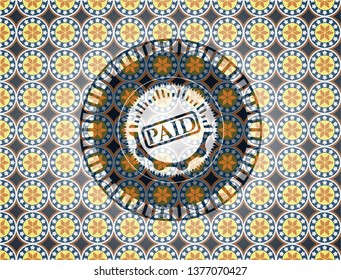 paid icon inside arabic emblem. Arabesque decoration.