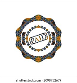 icono de pago dentro del emblema de estilo árabe. Decoración árabe. 