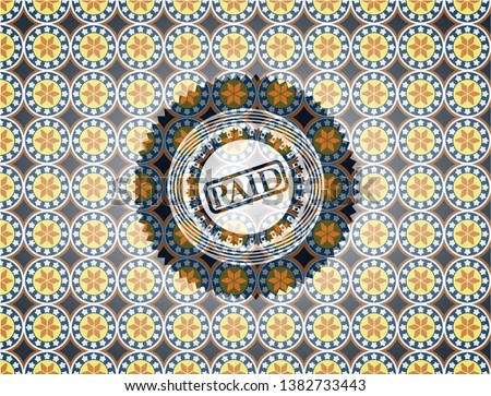 paid icon inside arabic style emblem. Arabesque decoration.