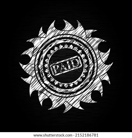 paid icon inside chalkboard emblem. 