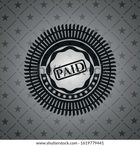 paid icon inside dark emblem. Retro