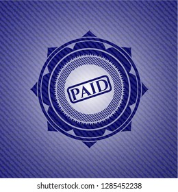 paid icon inside emblem with jean high quality background